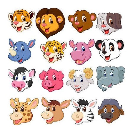 Stickers kit enfant planche de stickers Têtes animaux réf 3595