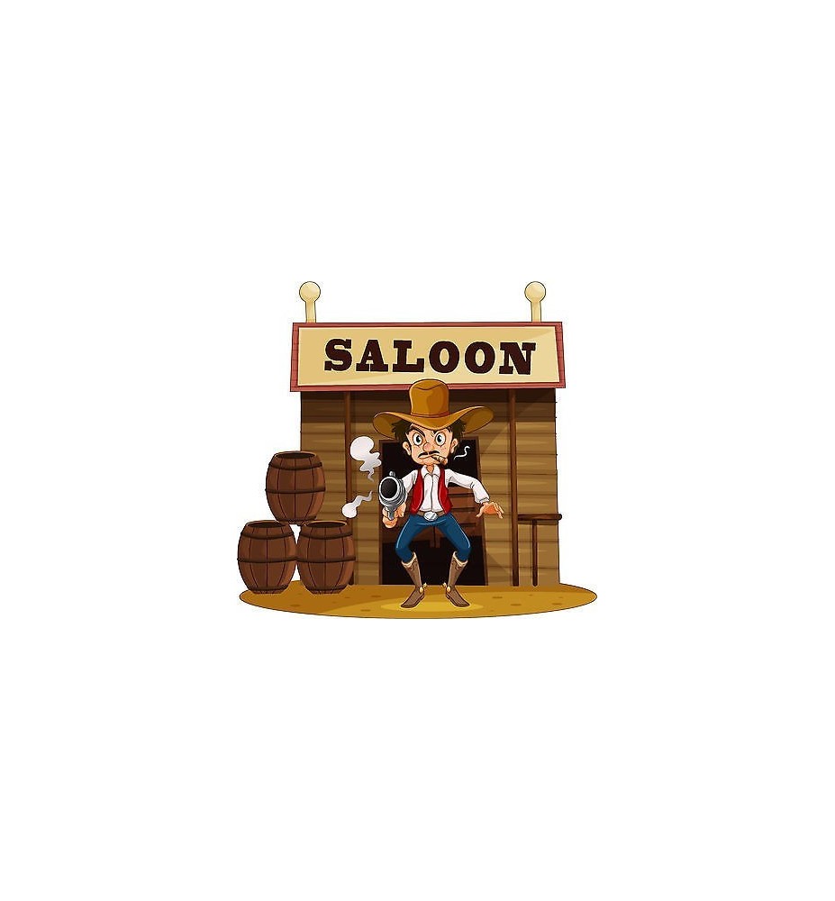 Stickers enfant Saloon Cow-boy réf 3707 (Dimensions de 10cm à 130cm de largeur)