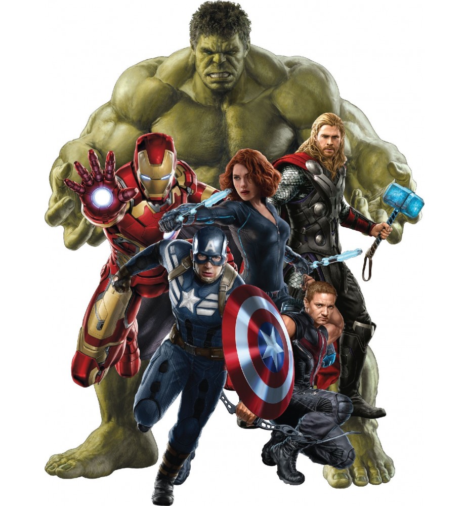 Stickers Hulk-Iron man-Captain América-Hawkeye-Black Window Avengers