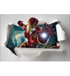 Stickers enfant papier déchiré Iron Man