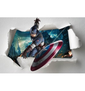 Stickers enfant papier déchiré Captain América