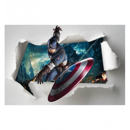 Stickers enfant papier déchiré Captain América