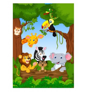 Stickers muraux enfant géant Animaux jungle