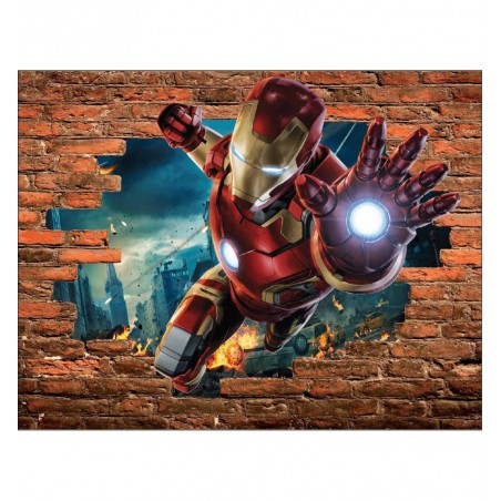 Stickers Trompe l'oeil pierre Iron Man Avengers réf 15088