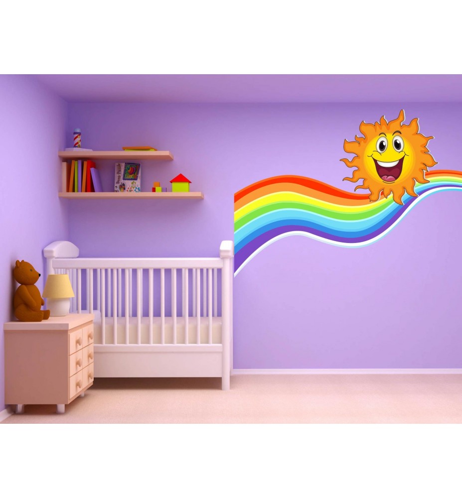 Stickers autocollant chambre d'enfant Soleil Arc en ciel 17560