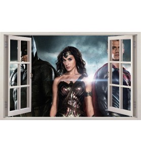 Stickers fenêtre Batman Superman Wonder Woman