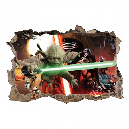 Stickers 3D trompe l'oeil Star Wars Yoda