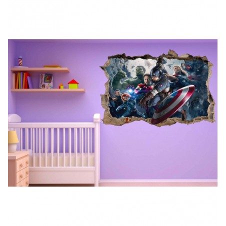 Stickers 3D trompe l'oeil Avengers Captain América