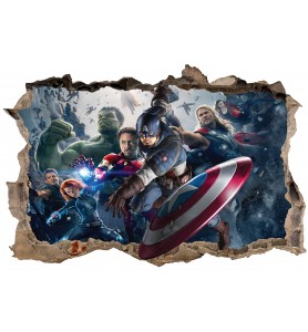 Stickers 3D trompe l'oeil Avengers Captain América