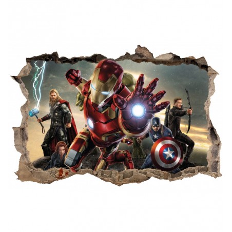 Stickers 3D trompe l'oeil Avengers Iron Man