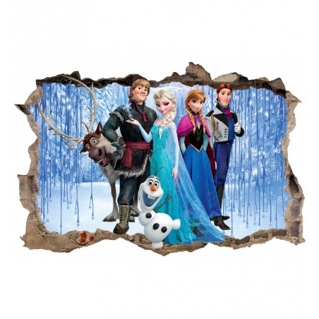 Stickers trompe l'oeil 3D Frozen La reine des neiges