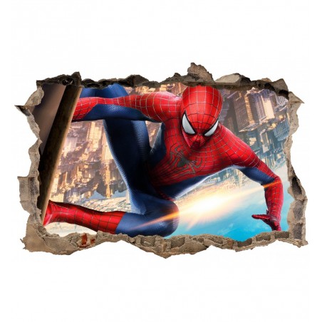 Stickers 3D trompe l'oeil Spiderman