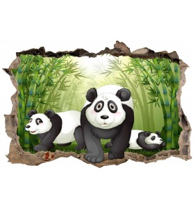 Stickers 3D trompe l'oeil Panda