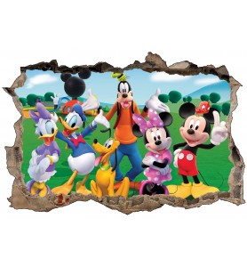 Stickers 3D trompe l'oeil Mickey et ses amis