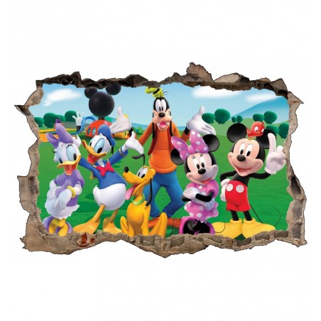 Stickers 3D trompe l'oeil Mickey et ses amis