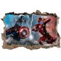 Stickers trompe l'oeil Captain américa VS Iron Man