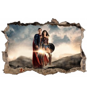 Stickers 3D Superman et Wonder Woman réf 52468