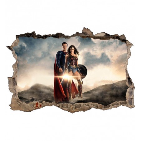 Stickers 3D Superman et Wonder Woman réf 52468