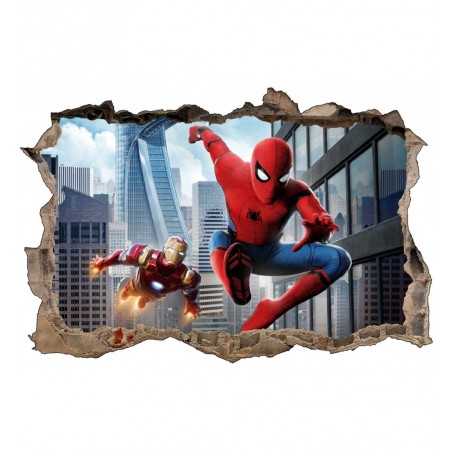 Stickers 3D  Spider Man et Iron Man réf 52474