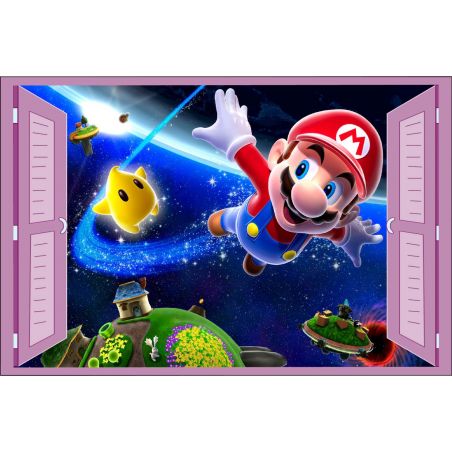 Sticker enfant fenêtre Mario Galaxy