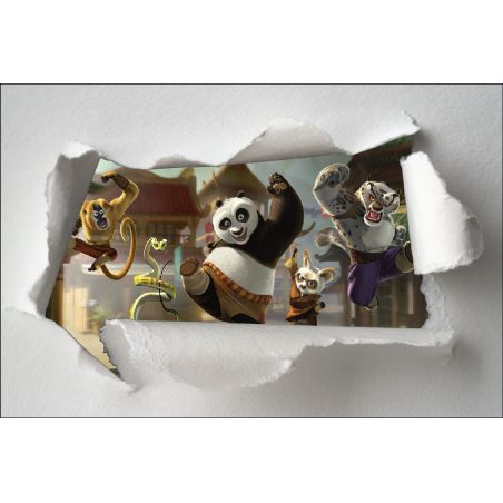 Stickers enfant papier déchiré Kun Fu Panda