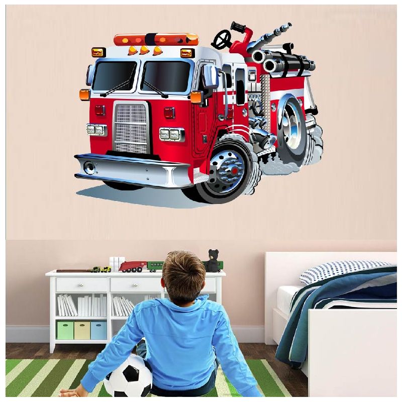 Stickers enfant Camion pompier réf 3548 (Dimensions de 10cm à 130cm de largeur)