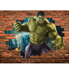 Stickers Trompe l'oeil pierre Hulk Avengers réf 15100