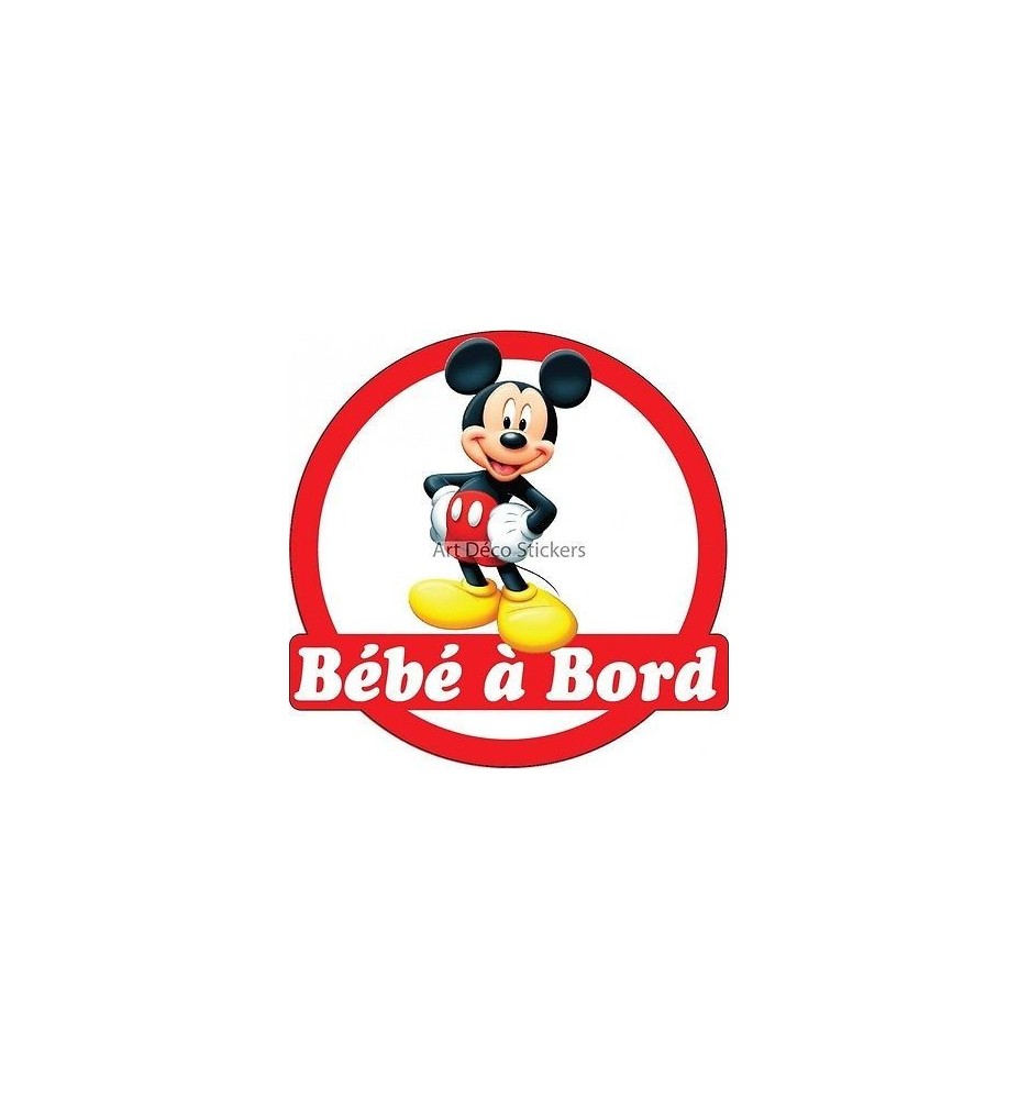 Sticker autocollant enfant Bébé à bord Mickey 16x16cm réf