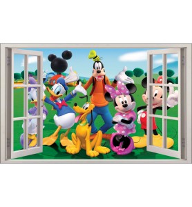 Sticker enfant fenêtre Mickey Minnie