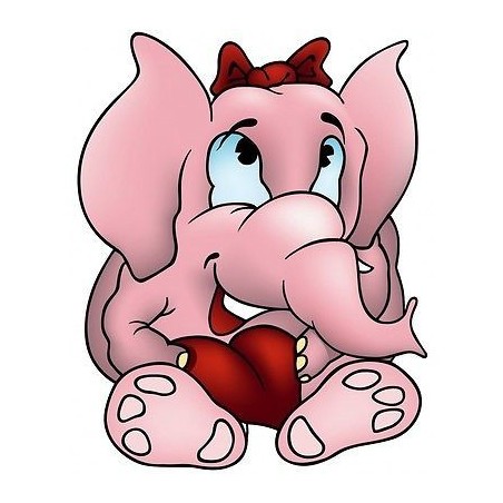 sticker Autocollant enfant Elephanteau rose E043
