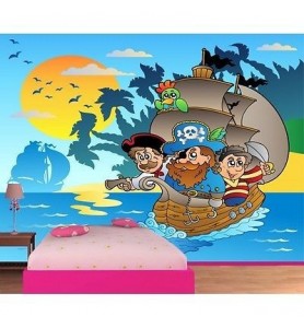 Papier peint enfant géant Pirates bateau 604